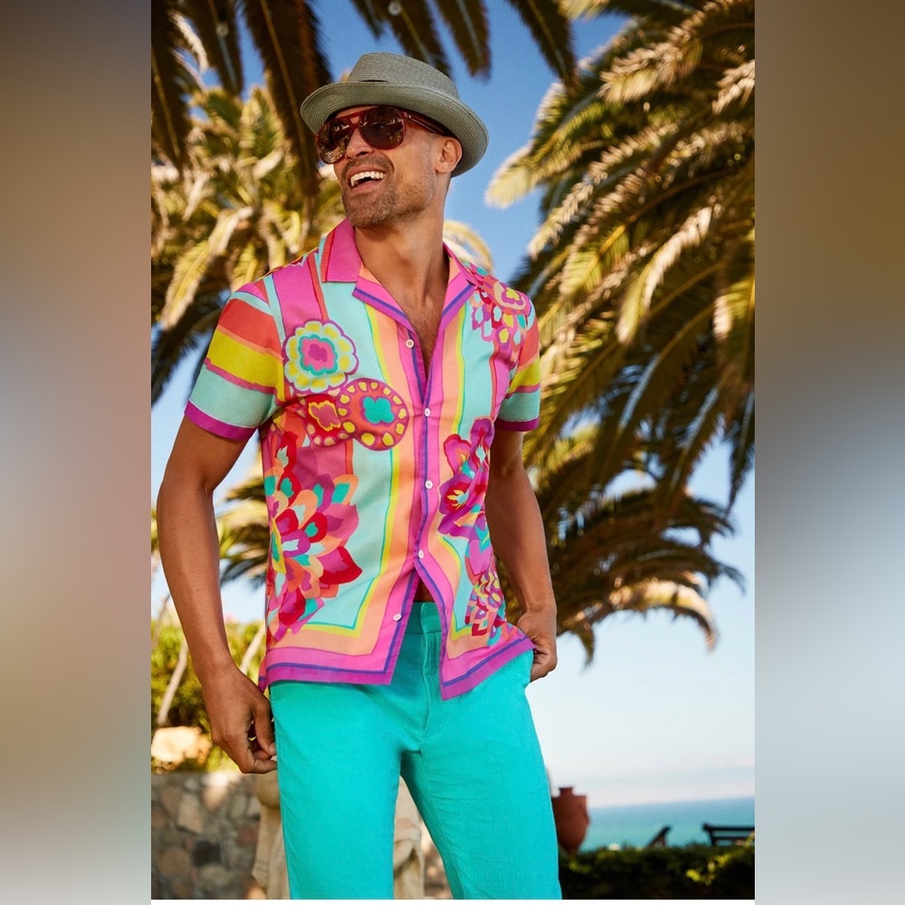 Mr. Turk Josue Short Sleeve Shirt Floral NWT Mens Large $378